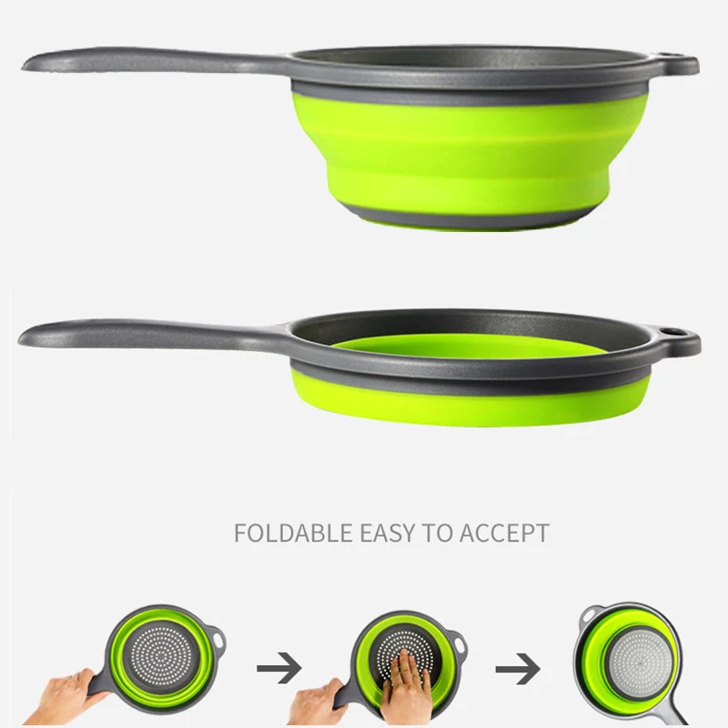 Handheld Fruit Colander Strainer Collapsible Skimmer Practical Vegetable with Long Handle for Straining F | Дом и сад