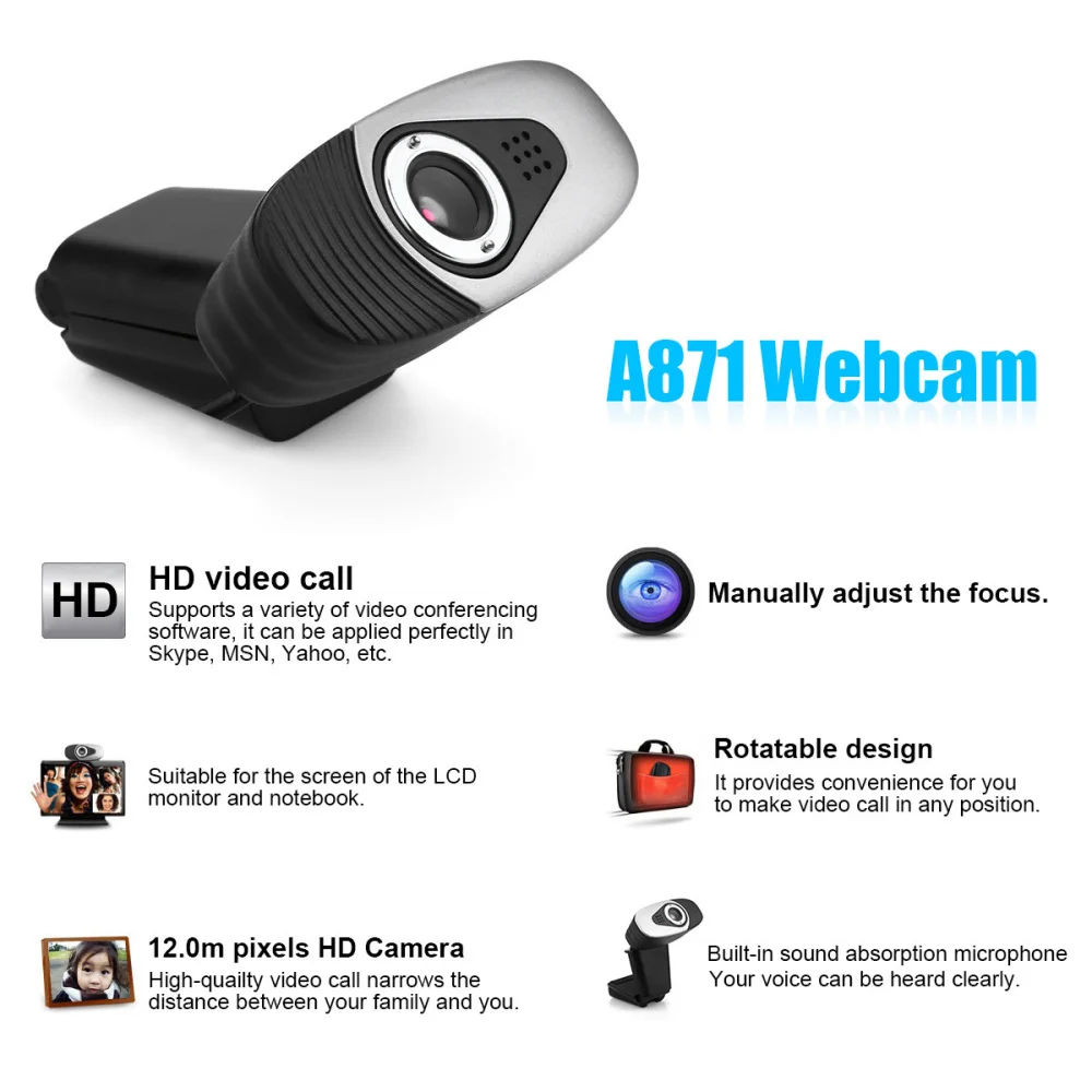 HXSJ USB 2.0 Digital Video Webcamera Webcam Web Camera HD Pixels With Sound Absorption Mic Microphone For Desktop PC Lap | Компьютеры и
