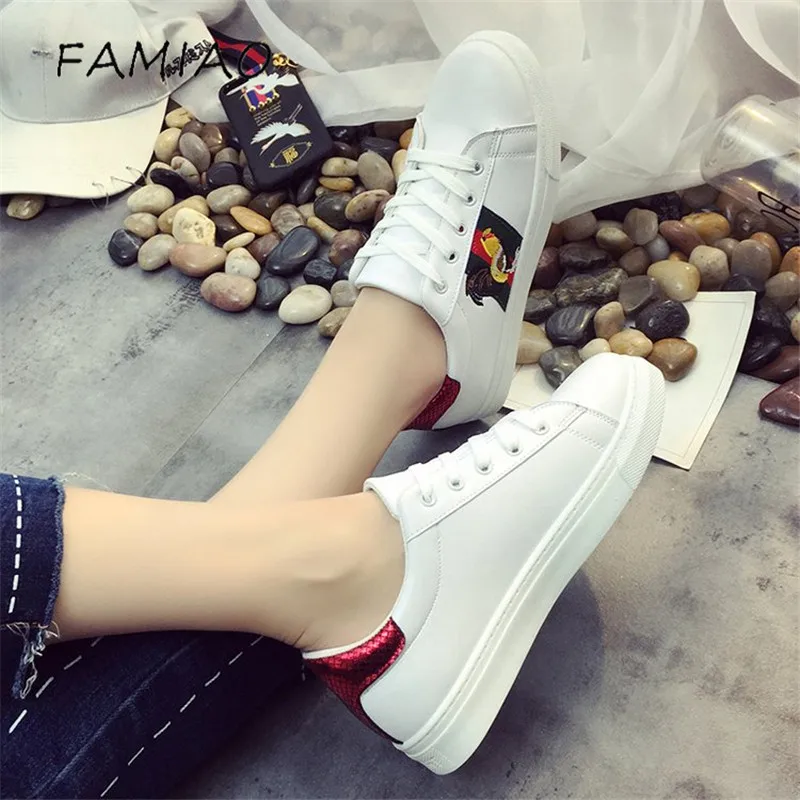 Весенние белые с принтом птиц Кроссовки Женская повседневная обувь модная на