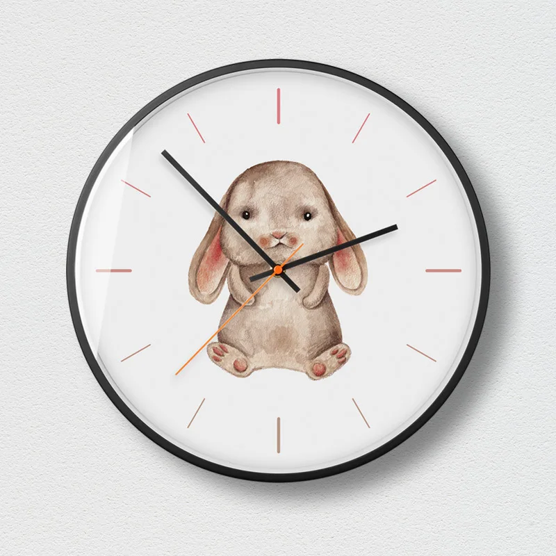 Small animal lovely wind fashion decoration wall clock extremely simple style light luxury silent metal paO39 | Дом и сад