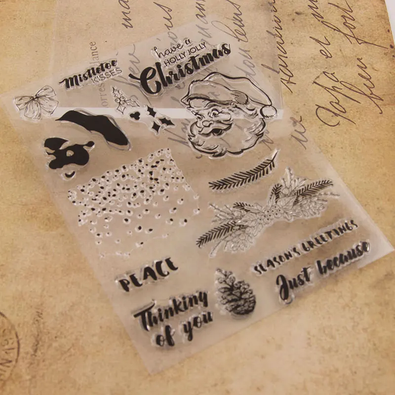 Рождественский Санта-Клаус лук прозрачный силиконовый штамп печать Сделай Сам