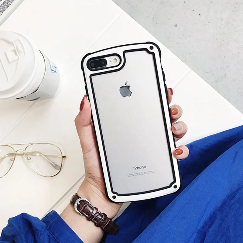 Простой силиконовый чехол для телефона Iphone 7 8 6 6s s Plus Tpu + pc X XS XR MAX|Чехлы-накладки| |