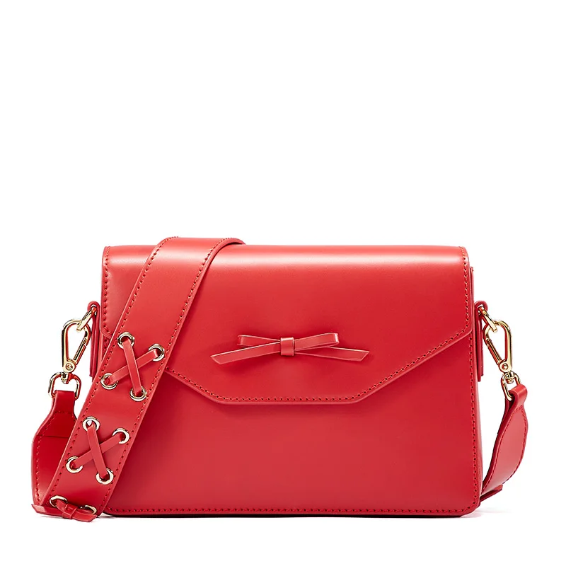 Red EMINI HOUSE Bow-Knot Crossbody Bags For Women Luxury Handbags Women Bags Designer Split Leather Shoulder Bag - Цвет: Red