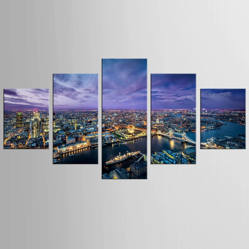 5 шт./компл. шумного городского здания фотографии напечатаны на холсте