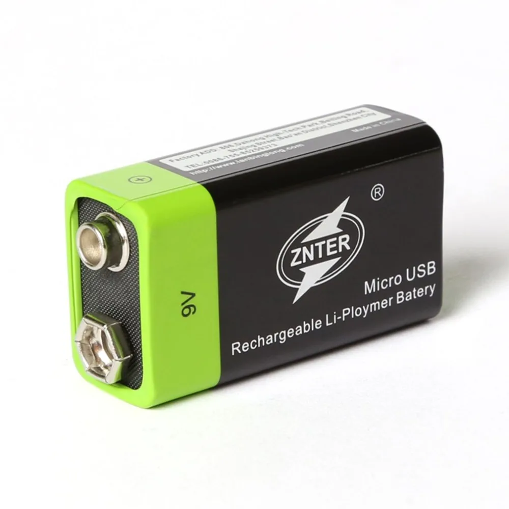 ZNTER ультра эффективный 9V 400mAh USB Перезаряжаемый литий полимерный аккумулятор для RC