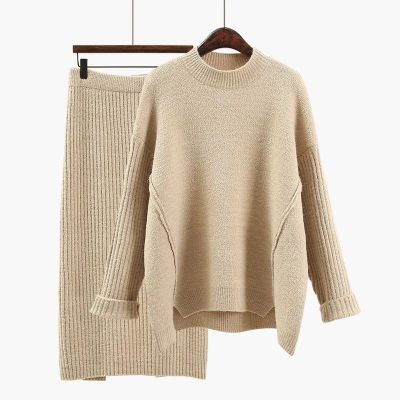 Свитер костюм 2018 осенний свитер две части юбки Корейская версия открытая вилка