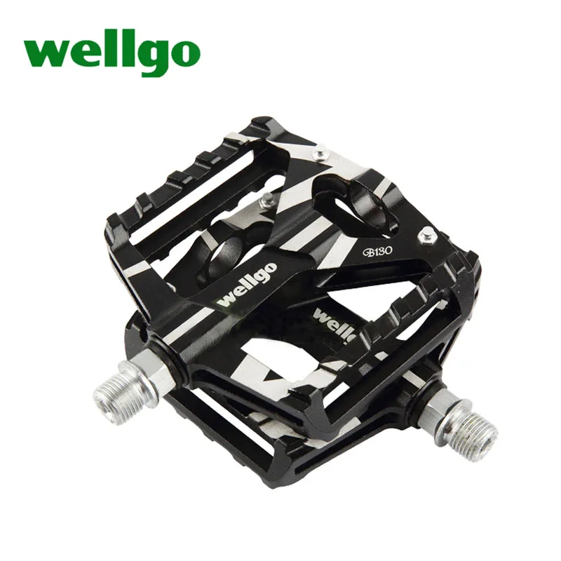Оригинальная педаль wellgo kb012 b130 mtb, педали для горного велосипеда, алюминиевые/легированные велосипедные педали, запчасти, велосипедные шипы - Цвет: black