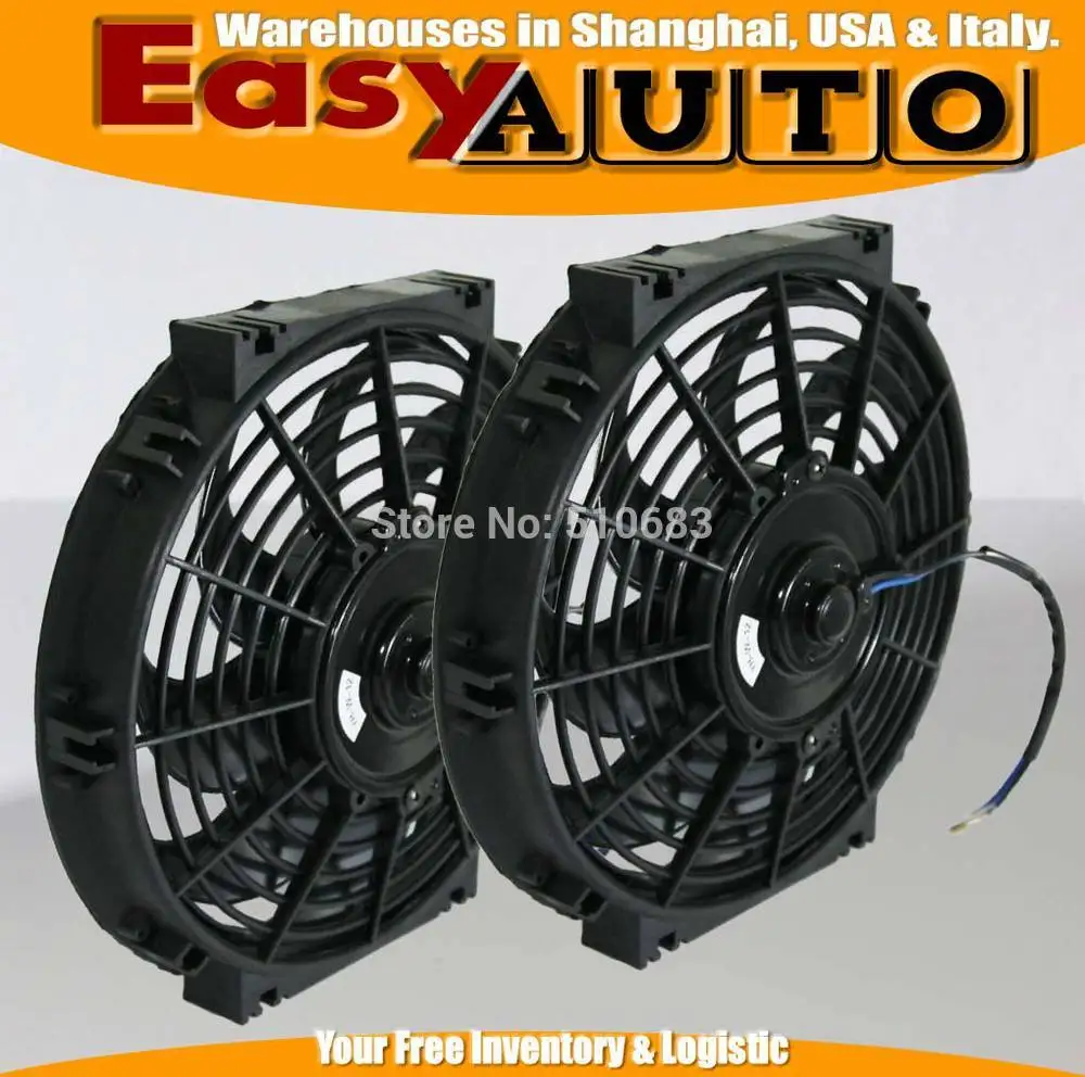 Двойной тонкий гоночный радиатор 10 дюймов охлаждающий вентилятор для отсека