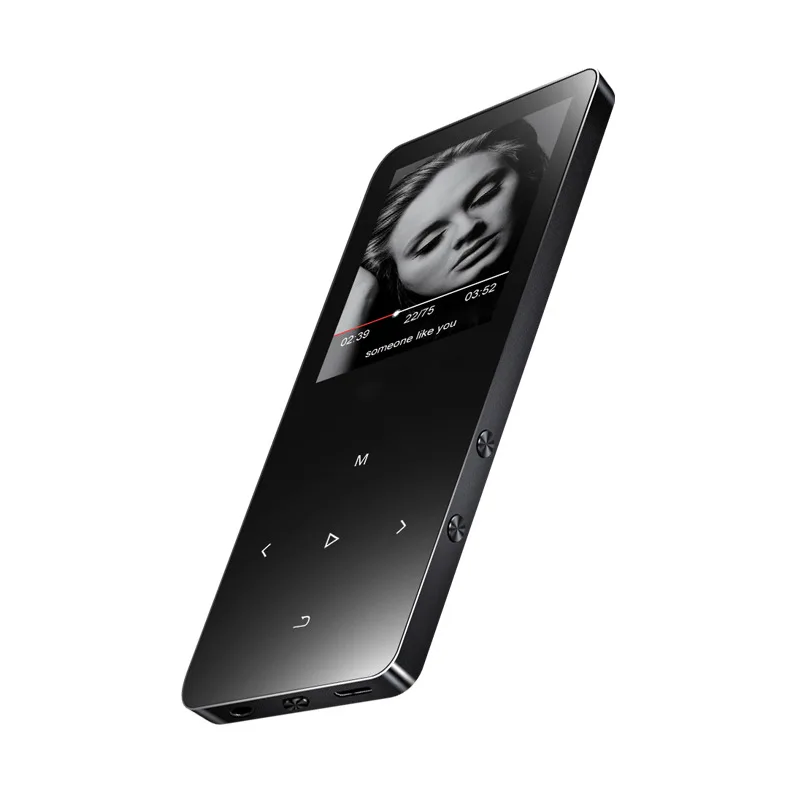 Bluetooth MP4 плеер с металлическим Mp4 плеером портативный медиа тонкий 8 Гб Walkman с сенсорными клавишами 1,8 дюймов экран Fm радио видео Mp4 - Цвет: Черный