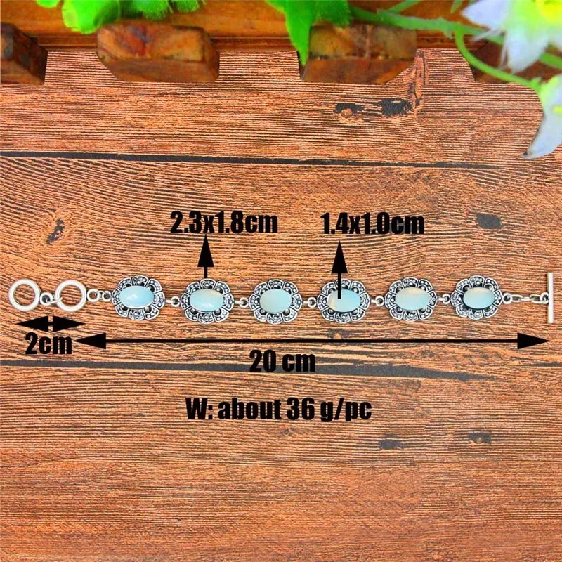 Прозрачный овальный опал цветок браслет Винтаж Посмотрите Античная