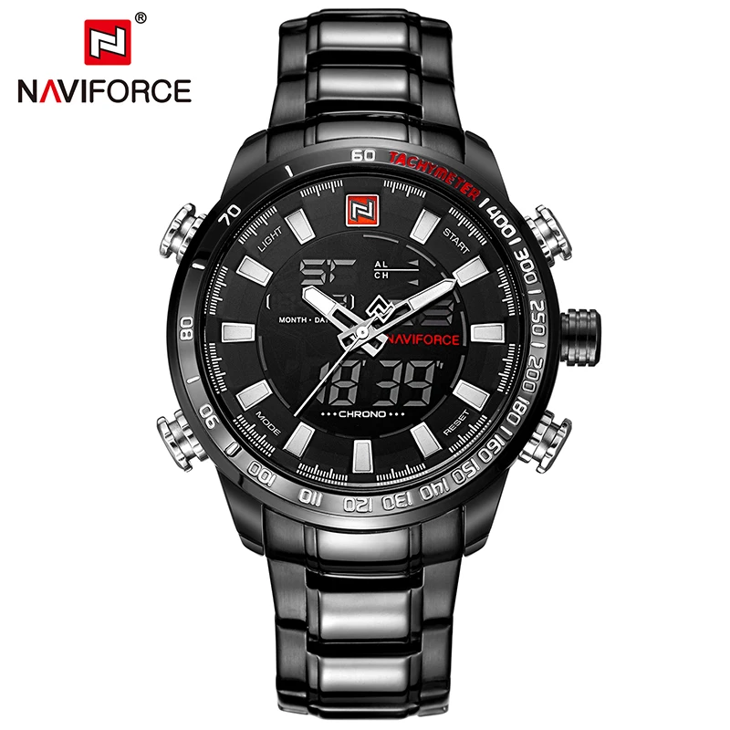 Часы наручные NAVIFORCE Мужские кварцевые брендовые Роскошные спортивные цифровые