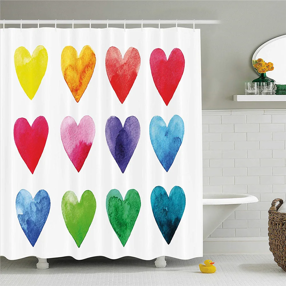 Занавеска для душа на День святого Валентина от LIBIN цвета радуги в форме сердца