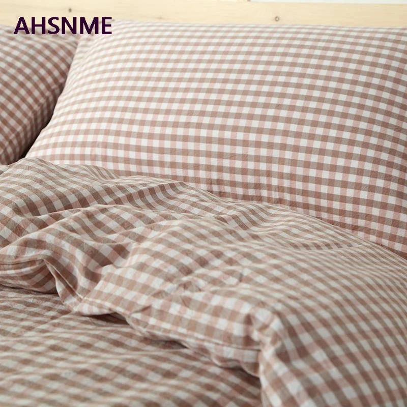 Pink Plaid AHSNME, хлопок, постельное белье, супер мягкое постельное белье, постельное белье, прохладное лето, розовый плед, пододеяльник, одеяло, комплекты постельного белья - Цвет: Pink Plaid