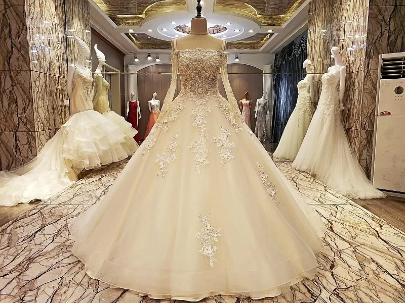 Свадебное соблазнительное Тюлевое свадебное платье с блестками длинные рукав