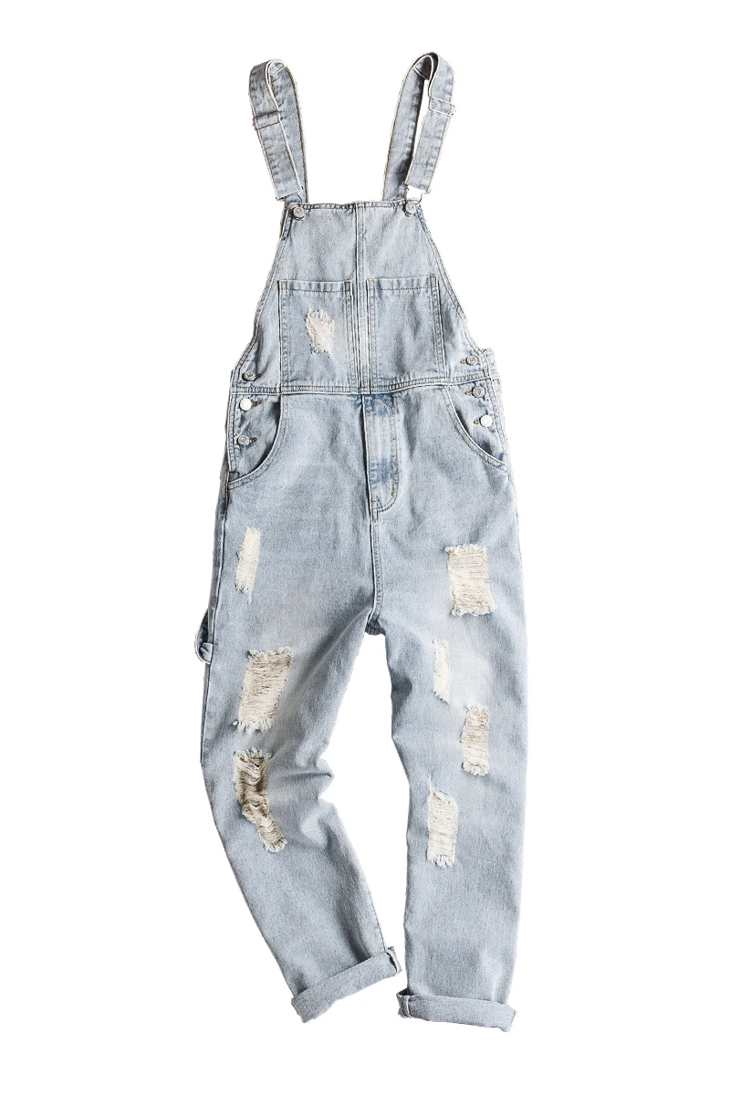 Суперкрасивый джинсовый комбинезон с потертостями американский ретро для