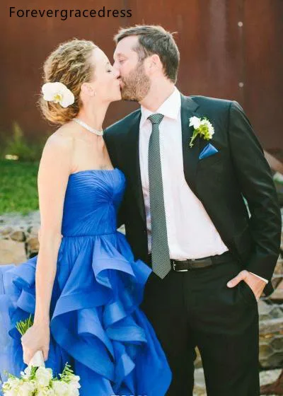 Недорогое Королевское голубое свадебное платье последняя модель без бретелек