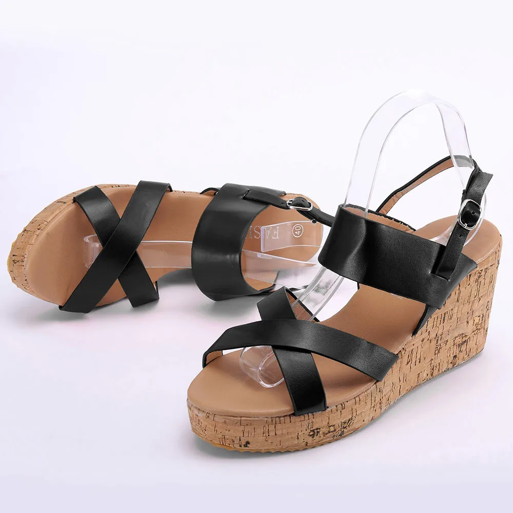 Босоножки женские на танкетке 8 см модные сандалии с открытым носком дышащие