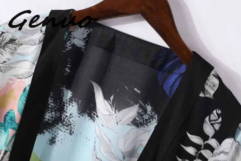 

Women Boho Floral Printed Long Blouse Loose Shawl Kimono Cardigan Boho Beach Cover up Shirt Outwear mujer feminino