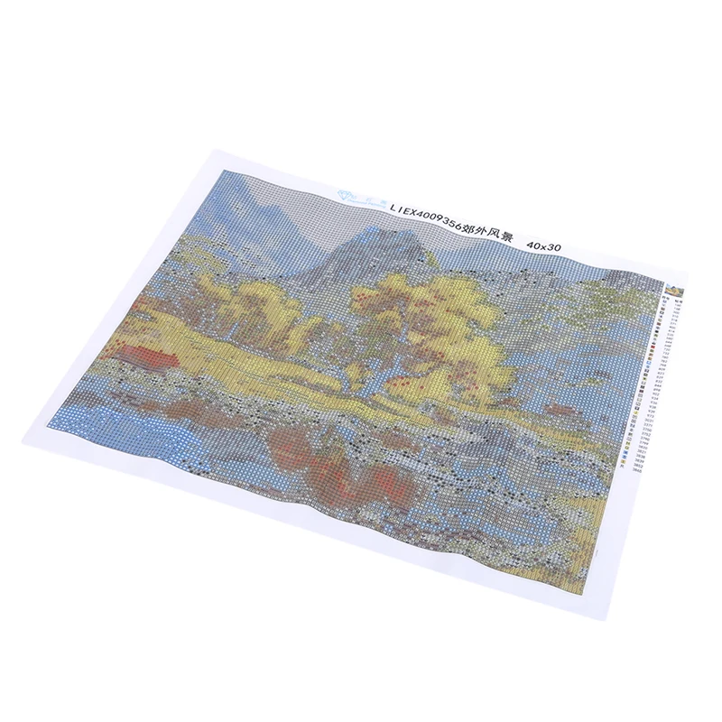 Картина цветная 30*40 осенняя живопись горы дерева прорезывания вышивка крестиком