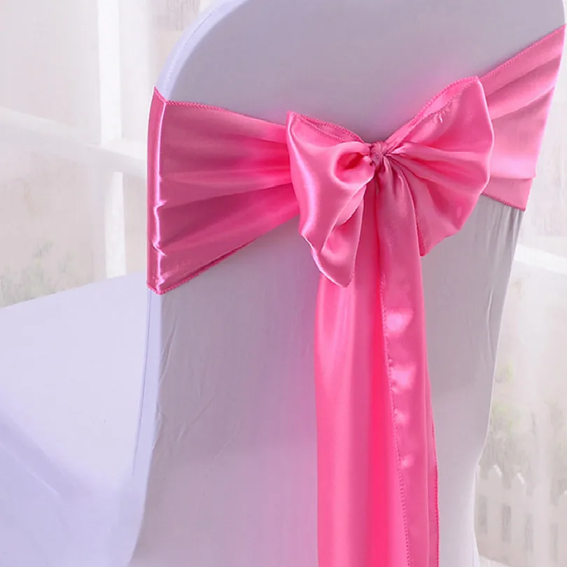 Розовый Ленты для свадебных стульев housse de chaise mariage свадебное украшение для стульев chaise mariage фиолетовый синий белый красный золотой стул пояса - Цвет: Розовый