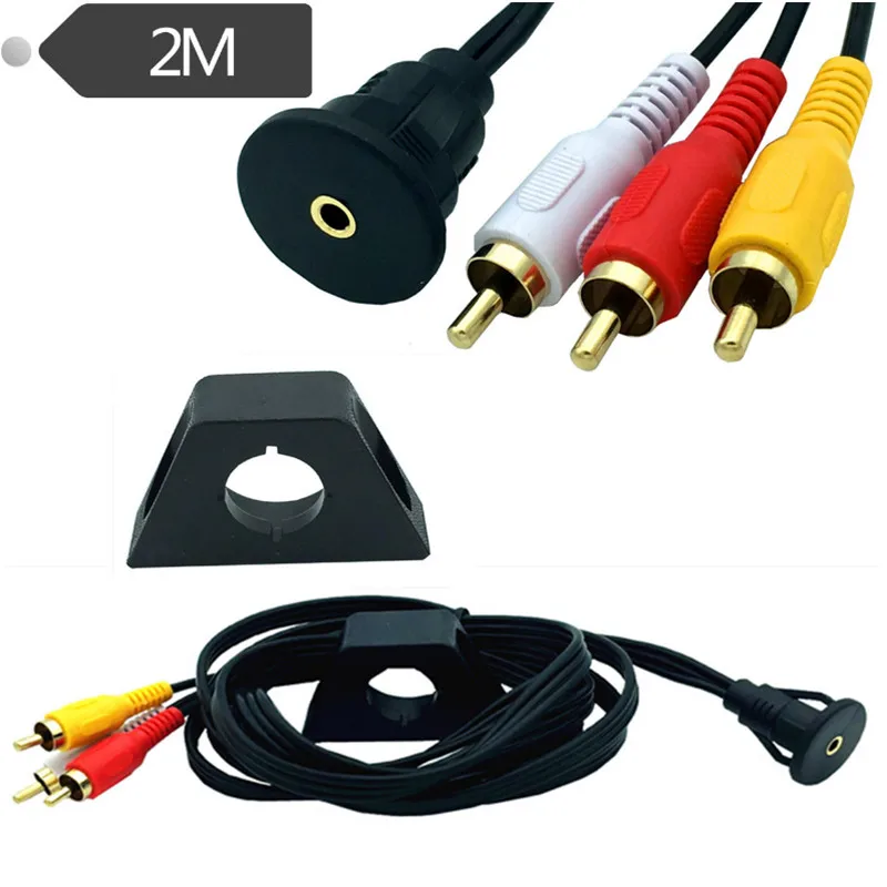 Удлинительное крепление папа 3 RCA на гнездо 5 мм утопленное для приборной панели