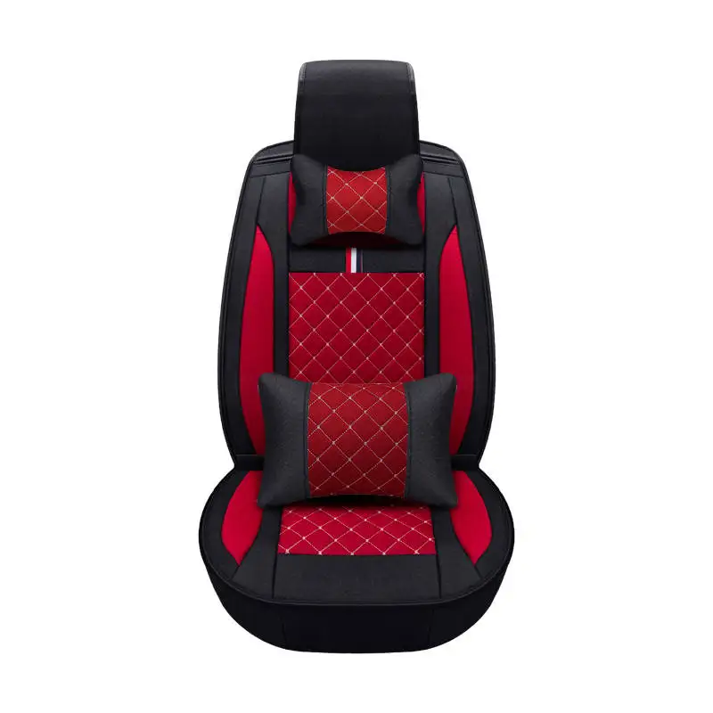 Red luxury Льняные Чехлы для автомобильных сидений, вся летняя Подушка, посылка, всесезонный универсальный чехол для автомобильных сидений, тканевый комплект, специальный cush - Название цвета: Red luxury