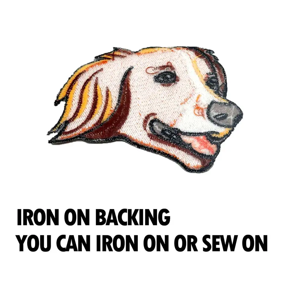 Golden hair dog iron on hook backing funny punk rock embroidered biker motorcycle patches for vest | Дом и сад