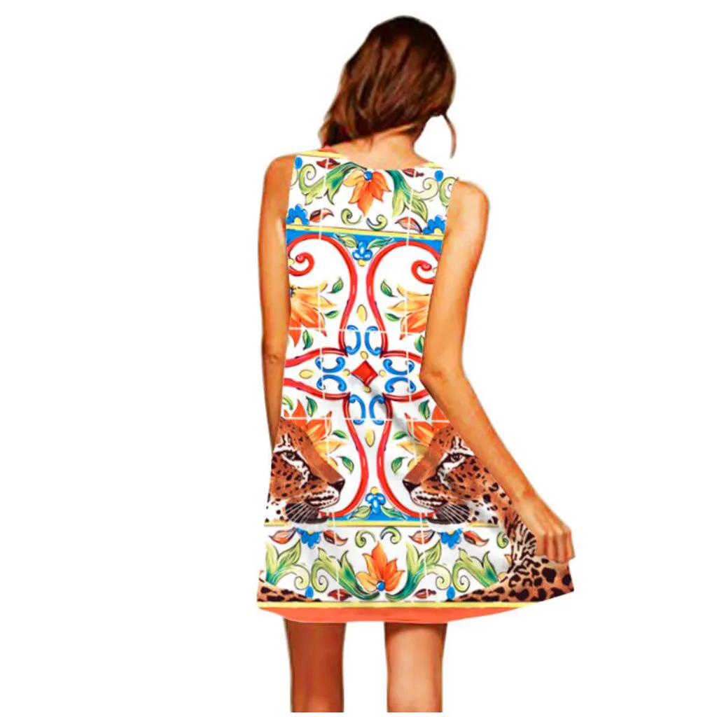 Vestidos Дамское винтажное весеннее женское платье богемное летнее без рукавов