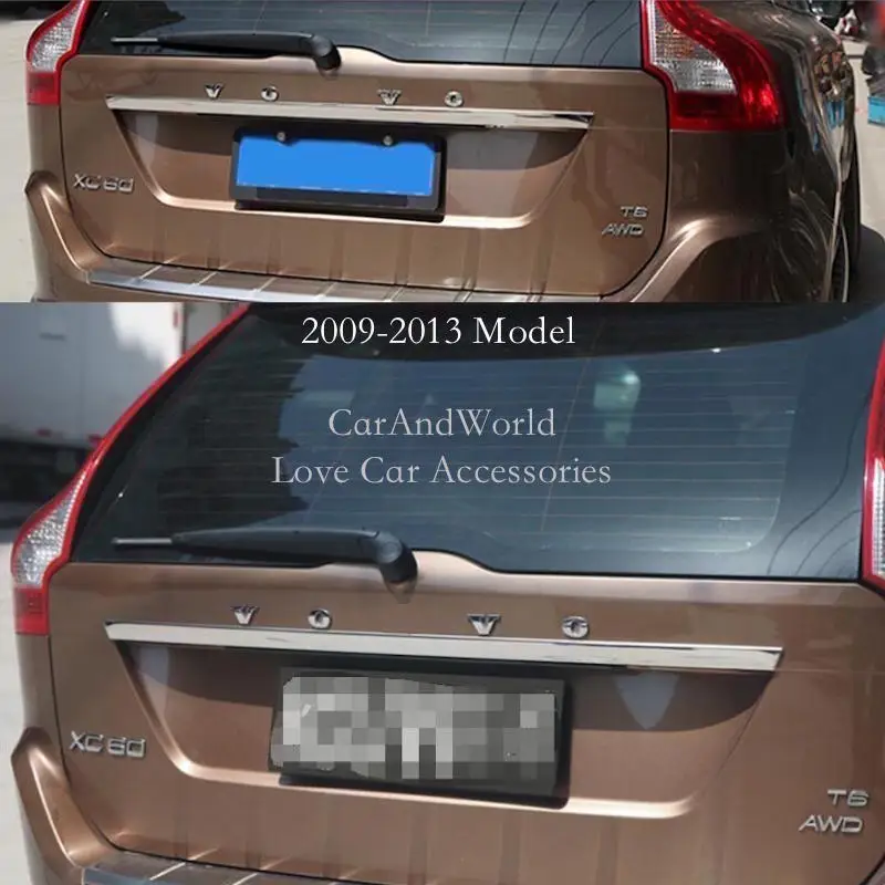Stainless Steel Car Rear Trunk Cover Trim Decoration Tailgate Frame Garnish Strip for Volvo XC60 2011 Auto Accessories