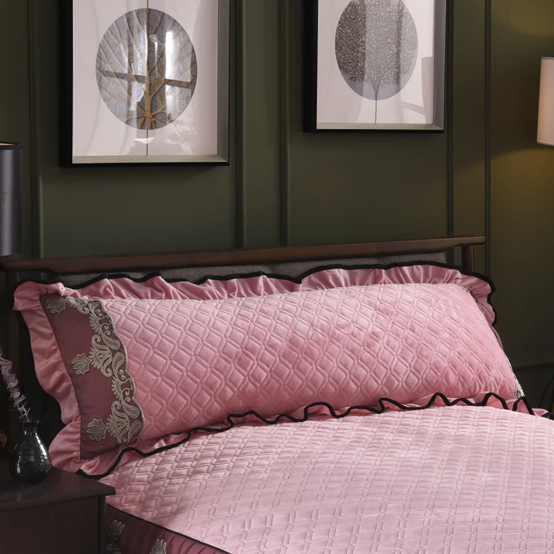 European Luxury Pillow Case for Bed Thick Cotton Cover with Embroided Lace Edge Twin Queen King Size Available | Дом и сад