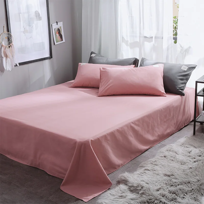 Розовый комплект постельного белья Solid Color Luxury Покрывало плоский лист наволочка