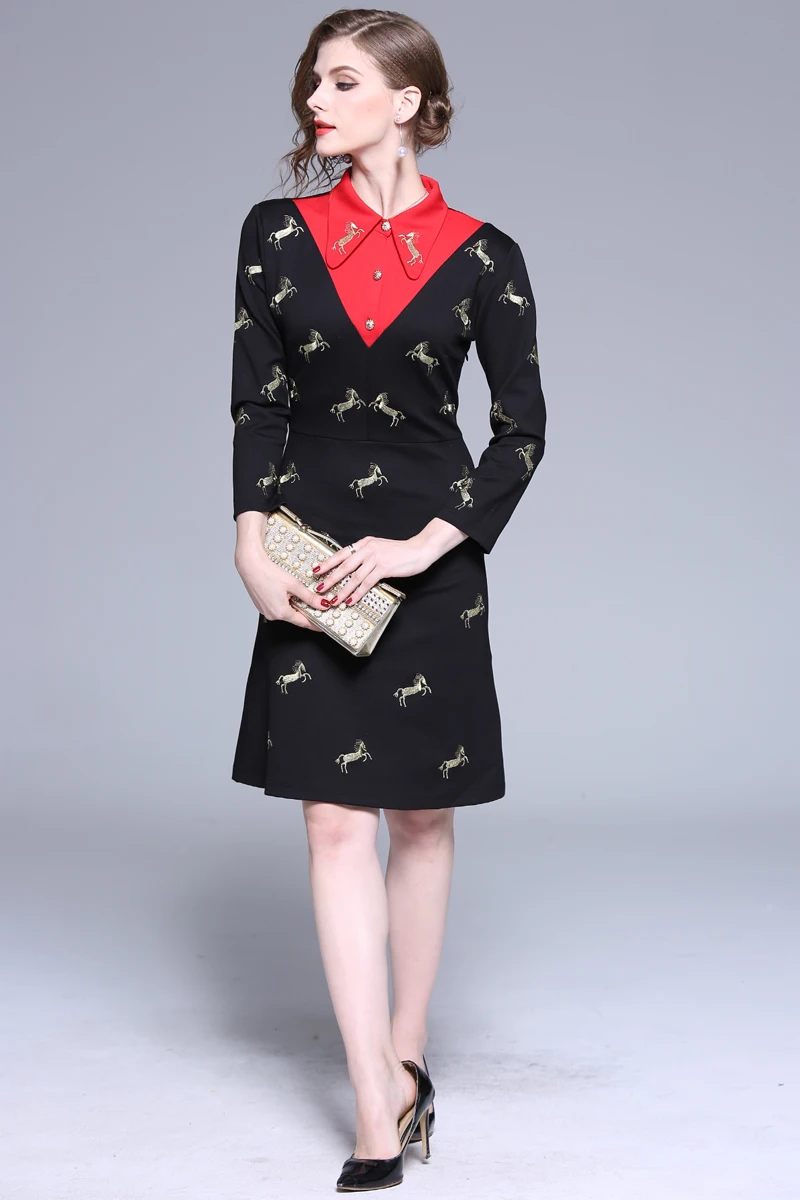

ZW6230 Actual Shot - Spot 2019 New Women's Dresses Retro Slender Chic dress Heavy Work Embroidery Long Sleeve Link