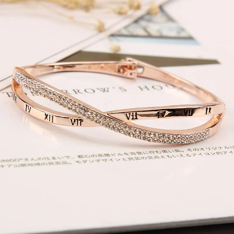 Forever Love Jewelry Cross crystal design Rose Gold Stainless Steel Bracelets &amp Bangles Woman's Heart Bracelet For Women | Украшения