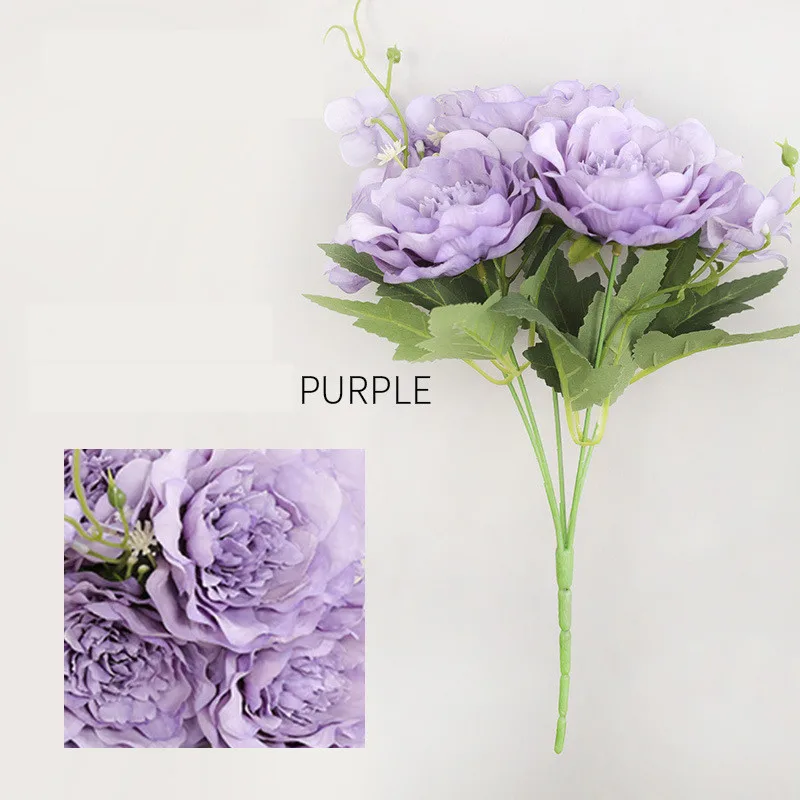 Diy handmade home decoration simulation 5 head camellia wedding road guide layout props peony fake flowers Valentine's Day gift | Дом и