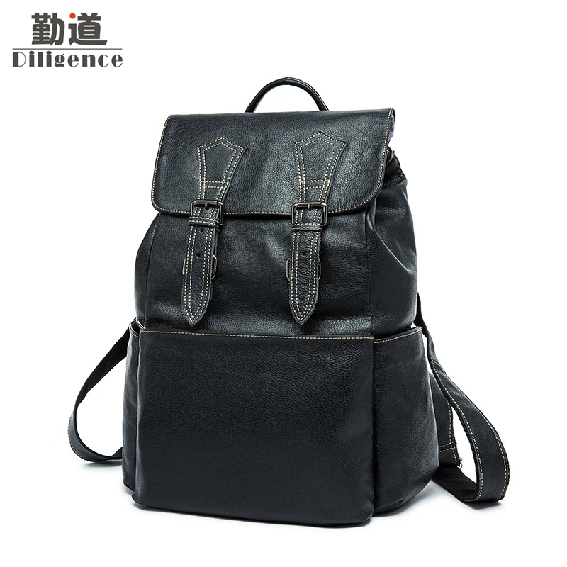 Мужские рюкзаки из натуральной кожи 13 дюймов сумки для ноутбука модный школьный