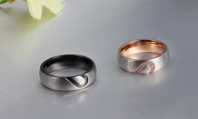 Vonx 1 пара его и ее сердце любовь свадьба Promise Ring комплект Нержавеющая сталь пары Обручение полосы для Для мужчин и женщина
