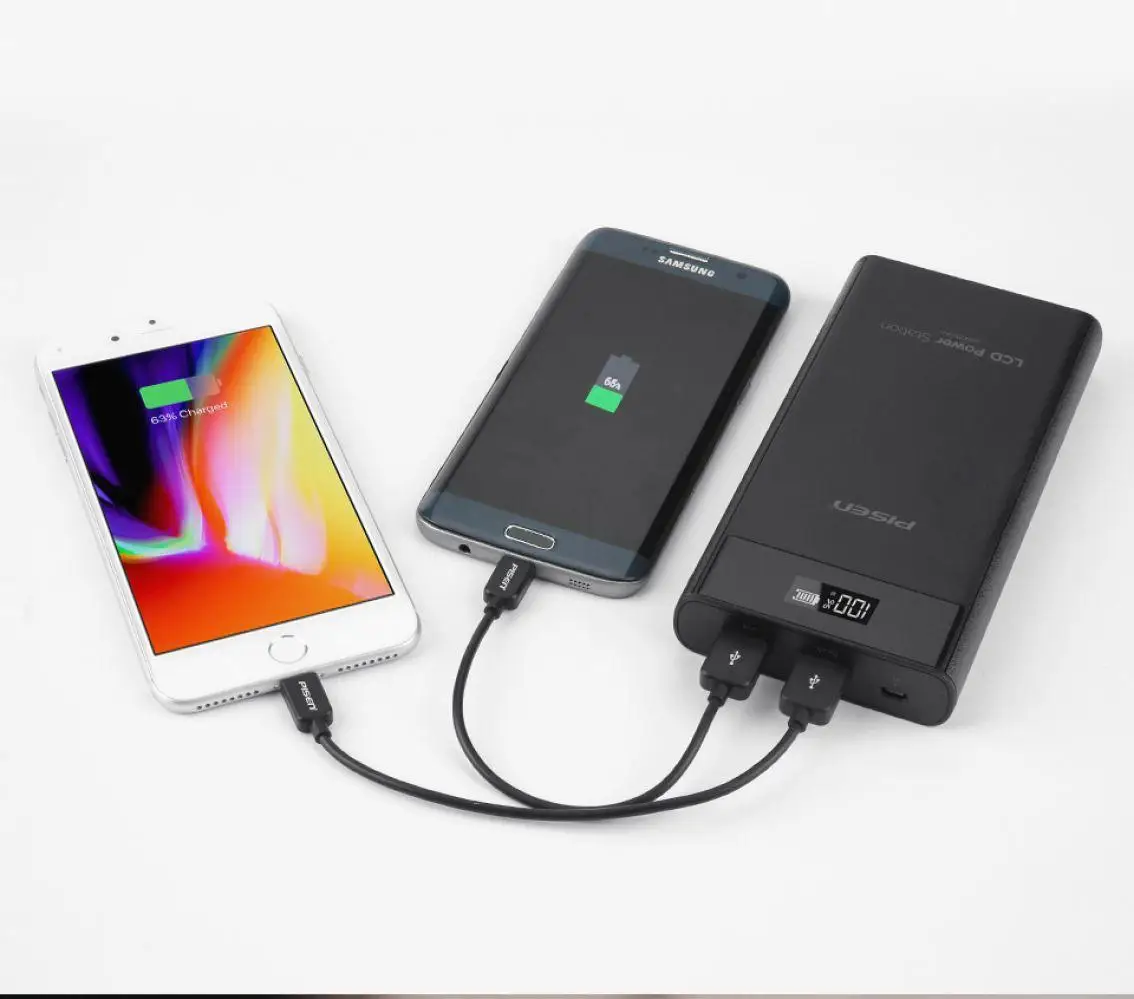 Pisen дополнительный аккумулятор 20000 mAh Dual USB Портативный ЖК-дисплей Мощность банк внешний портативный аккумулятор для Xiaomi Mi iPhone samsung