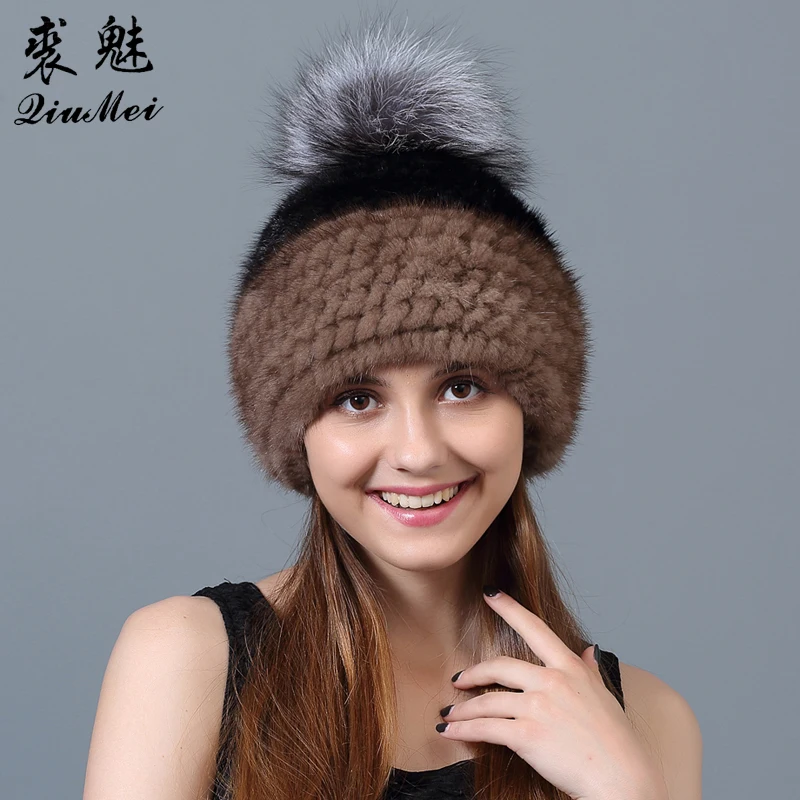 Женская Шапка бини из натурального меха норки 2018| |
