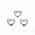 Новое поступление, 10 шт.лот, семейные плавающие шармы в форме сердца, подвески из сплава, ювелирные поделки медальоны из стекла с памятью