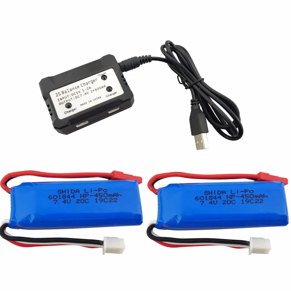2 шт 7 4 V 450mAh литиевая батарея с в 1 зарядное устройство для wltoys K969 K979 K989 K999 P929 P939