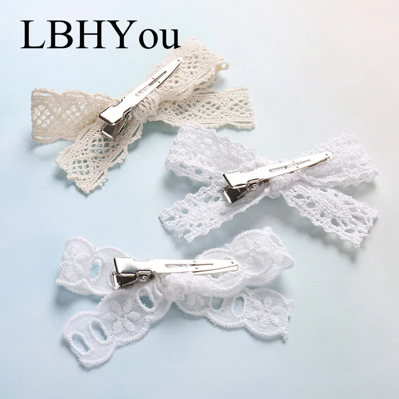 

5pcs/lot Handmade Knot Bows Lace Hair Clips 8.5*5.5cm Sweet Bows Boutique Hairpins,Kids Girls Hand Tie Hair Accessories