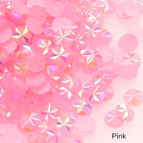 Pink 1000 шт 5 мм с цветочным узором из цветных полимеров не требуют горячей фиксации Стразы плоские с оборота с украшением в виде кристаллов; блестящие стразы для нейл-арта украшения B3789 - Цвет: Pink