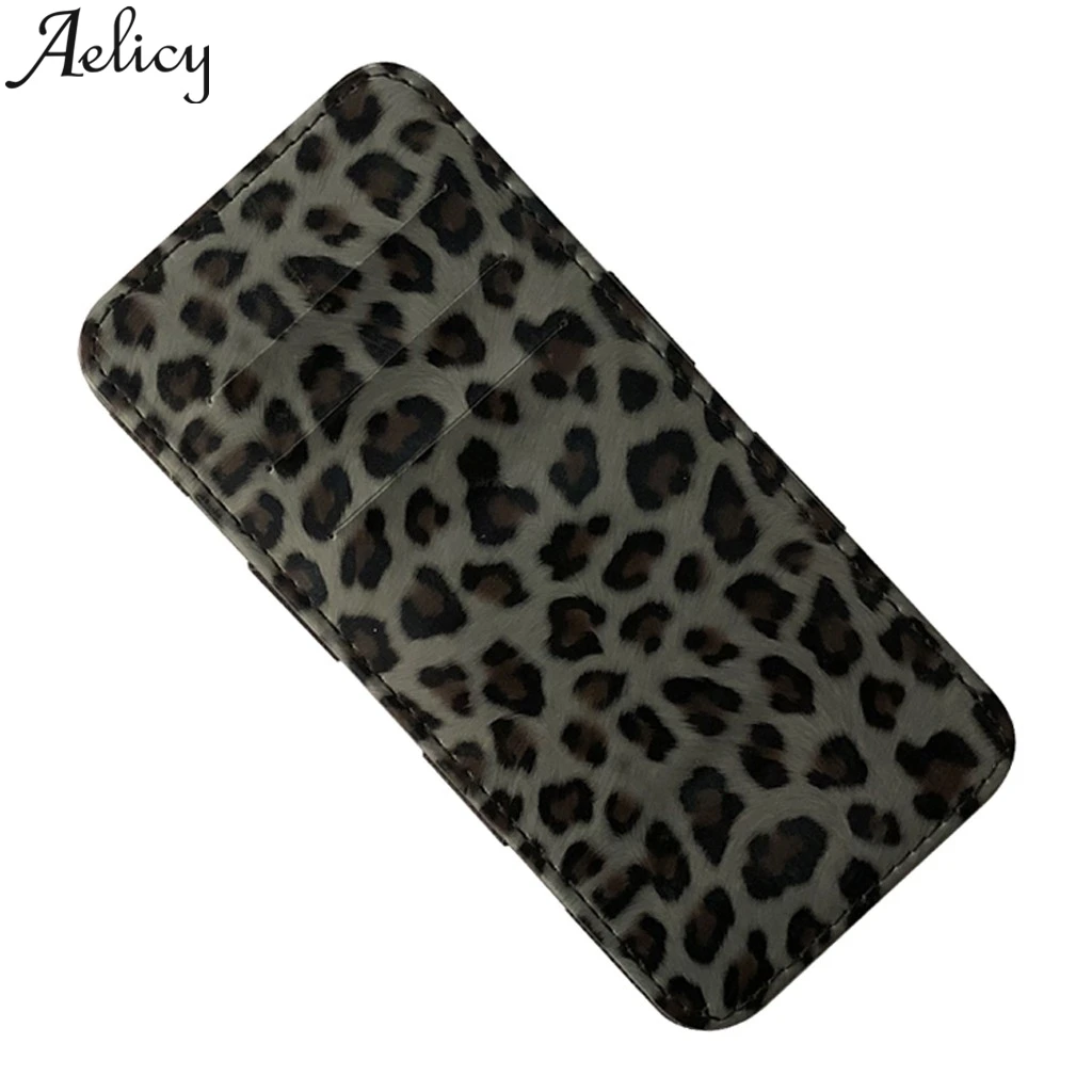Aelilcy Флип Тонкий пакет для карт Леопардовый вместительный женский короткий