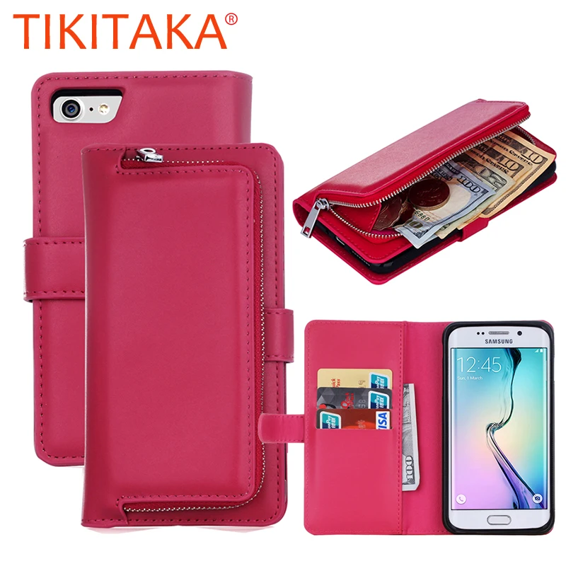 Кожаный чехол-книжка для Iphone 7, 6, 6s Plus, 2 в 1, многофункциональный чехол-кошелек для samsung Galaxy S5, S6, S7 edge, S8 Plus, сумка для телефона