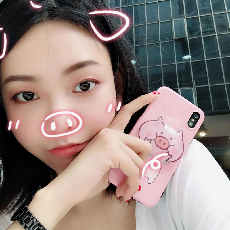 Funny Cartoon Pig Flow Quicksand Phone Case For iphone X XS Max XR 7 6s 6 8 plus Cover Soft Silicone Cases Capa |