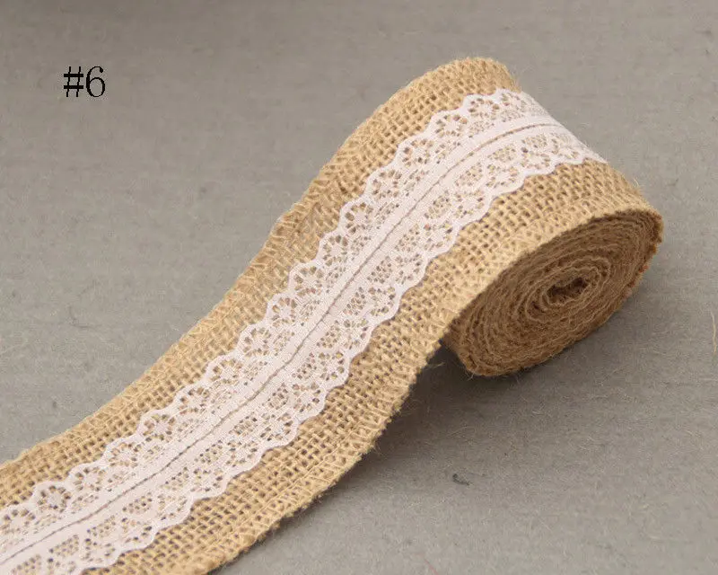6 Высокое качество красивая Hessian Мешковина джутовое кружево тканевая лента с бантиками 5 см* 2 м кружевная отделка DIY вышитая для шитья декоративная ткань - Цвет: 6