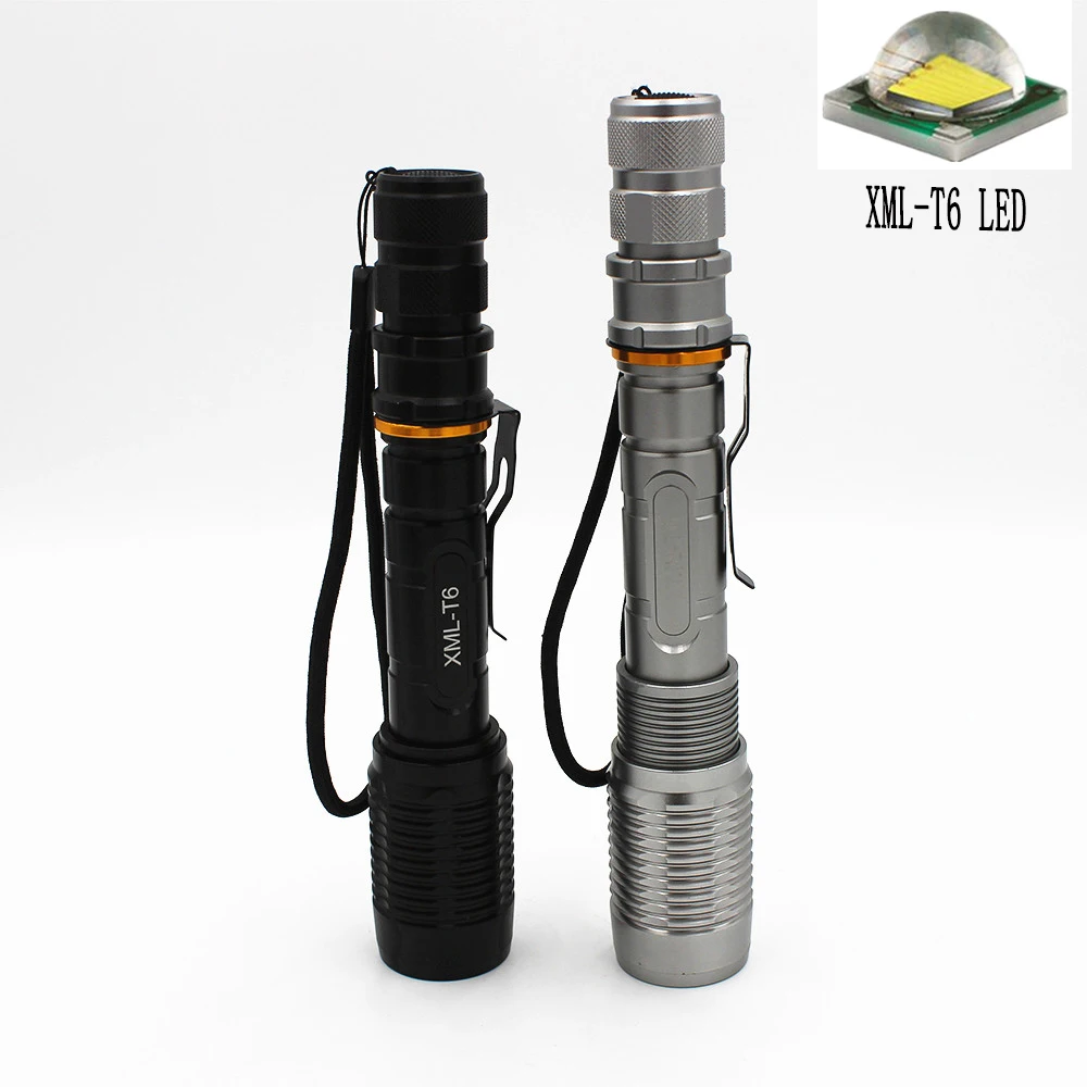 Portable XM-L T6 LED Flashlight Zoom Flashlight White Light Adjustable Outdoor Fishing Torch Hunting Lamp tactical flashlight zoom flashlight xm l t6 led adjustable light torch aaa lamp 18650 battery charger