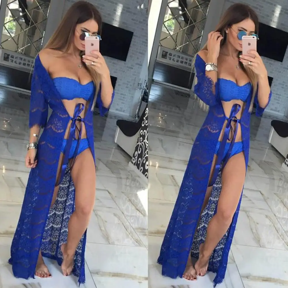 Новинка 2017 сексуальная женская пляжная одежда кафтан вязаный крючком кружевной