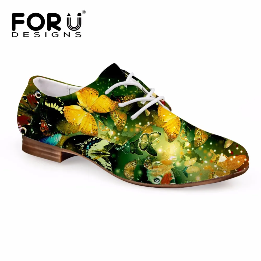 FORUDESIGNS/2018 новые модные туфли оксфорды для женщин с 3D принтом бабочки женская