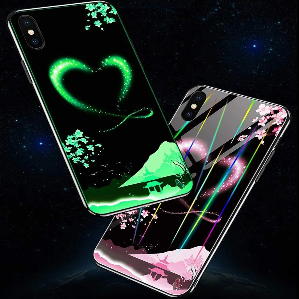 Светящийся чехол из закаленного стекла для iPhone X, 8, 7, 6, 6S Plus, роскошная стеклянная задняя крышка, чехол для телефона s, для iPhone X, XR, XS, MAX, Capa